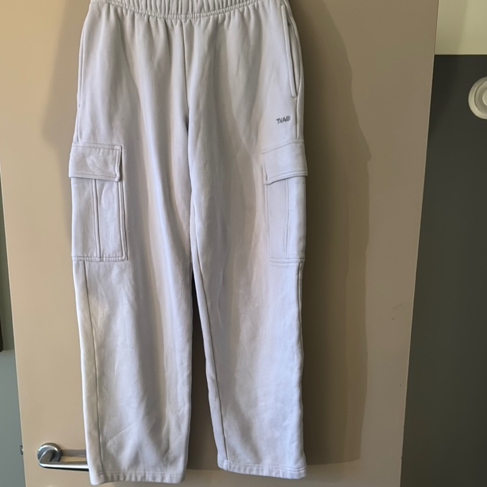 TNA Silver Grey Cargo Pants with Elastic Waistband